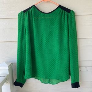 WORTHINGTON Emerald Green Polka Dot Blouse